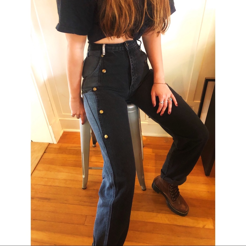 VINTAGE two toned denim jeans (DENUM JEANS)